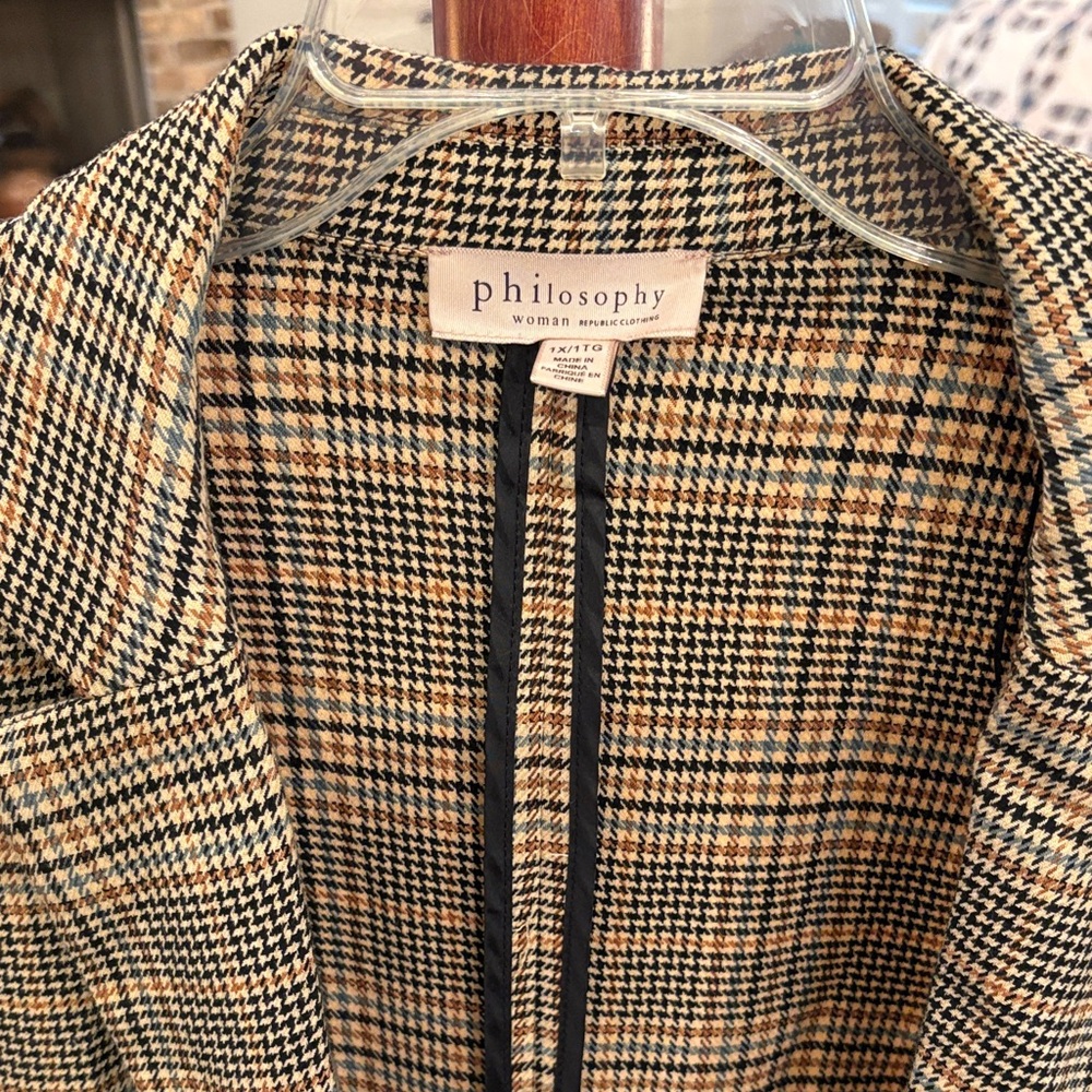 Philosophy Checkered Blazer in Black and Tan